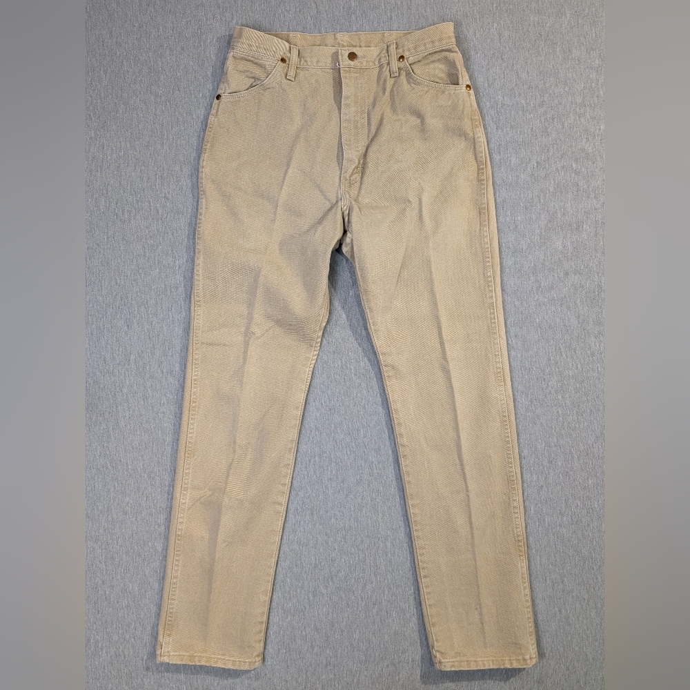 Wrangler Cowboy Cut Jeans Women's 13 X 34 Tan Slim Fit Tapered Leg High Rise